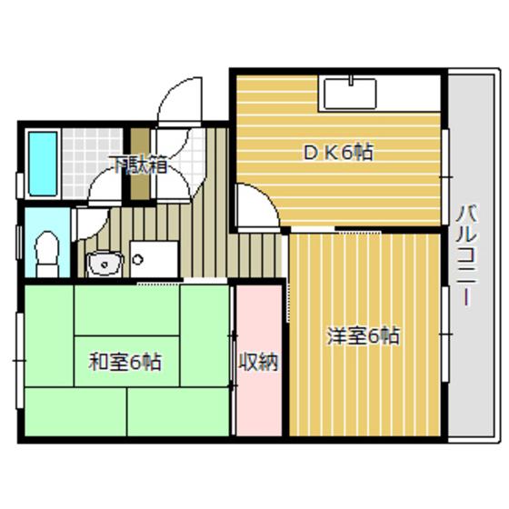 まるごハイツ(2DK/3階)の間取り写真