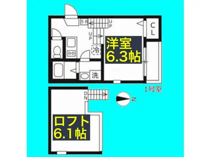 プラージュ外新町(1K/2階)の間取り写真