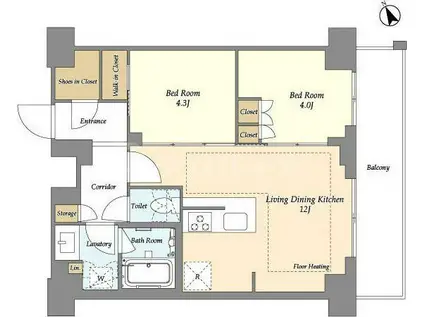 オアーゼ日暮里レジデンス(2LDK/10階)の間取り写真