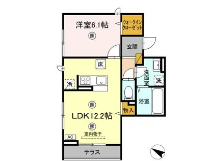 つくばエクスプレス つくば駅 徒歩37分 3階建 築1年(1LDK/1階)の間取り写真