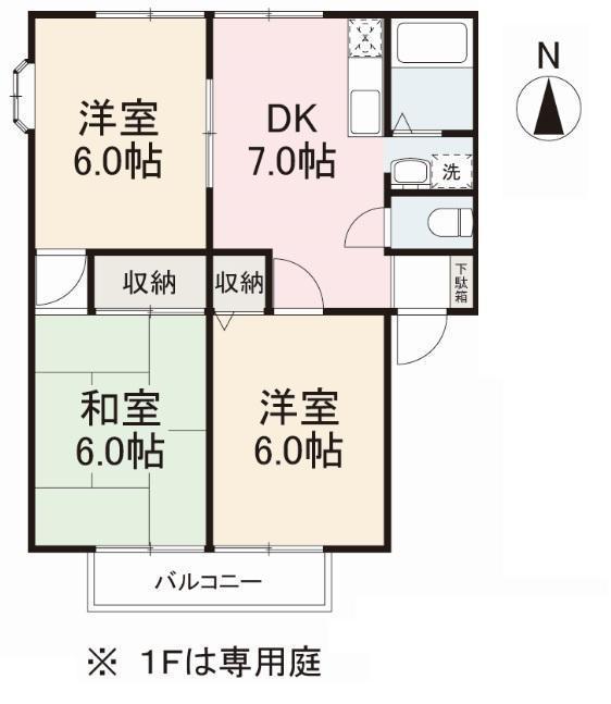 グリーンヒルズ玉藻II(3DK/2階)の間取り写真