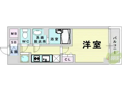 プレサンス南森町駅前(1K/3階)の間取り写真