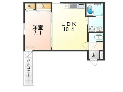 フジパレス堺北花田V番館(1LDK/1階)の間取り写真