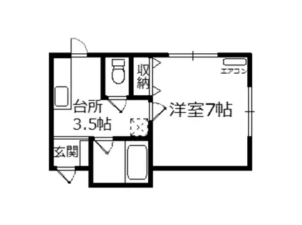 シャイニーハイツ(1K/2階)の間取り写真