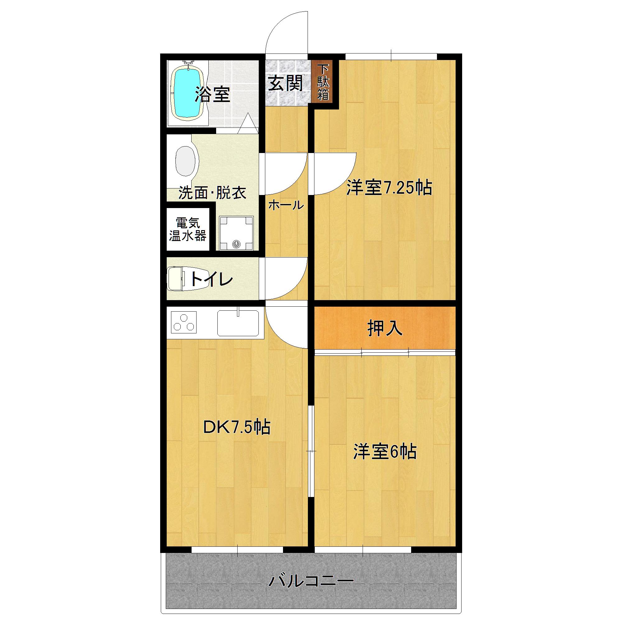 サイレントマンション(2DK/3階)の間取り写真