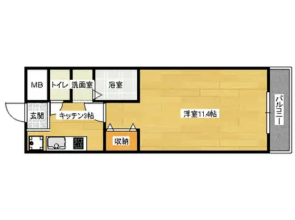 シャルマン財官I(1K/2階)の間取り写真