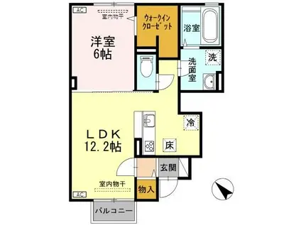 こもれび 参番館(1LDK/1階)の間取り写真