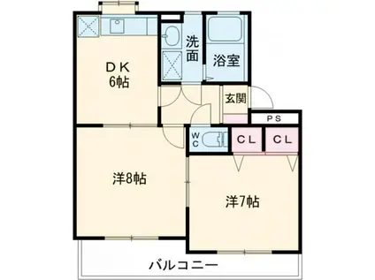 ハラマキハイツG棟(2DK/2階)の間取り写真