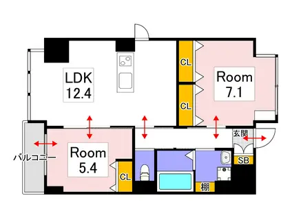 アルストロメリア(2LDK/2階)の間取り写真