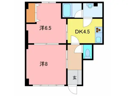 高志前ビル(2DK/1階)の間取り写真