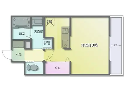 エアルレジデンスII(1K/2階)の間取り写真