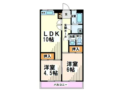 コーポシライト(2LDK/2階)の間取り写真