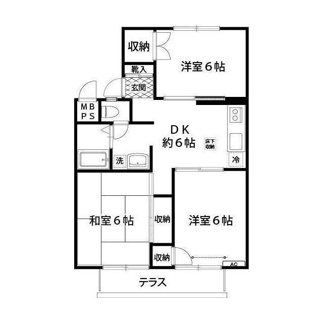 レイクサイドハウス(3DK/1階)の間取り写真