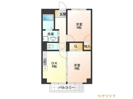 メゾンプチシャトー出口B館(2DK/1階)の間取り写真