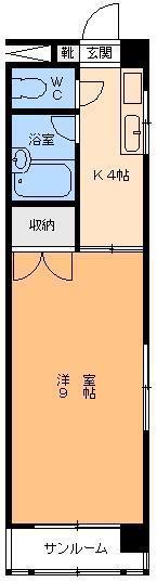 カドタパレス(1K/1階)の間取り写真