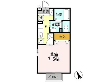 リヴェール大村(1K/1階)の間取り写真