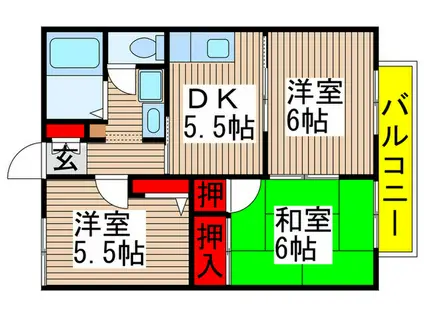 グランメール萱田(3DK/1階)の間取り写真