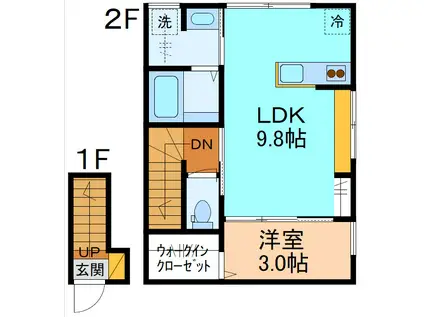 HERIOS中川原ドゥ(1LDK/2階)の間取り写真