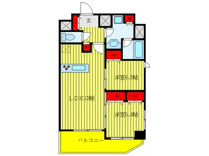 メインステージ駒込ラ・ヴェール(2LDK/11階)の間取り写真