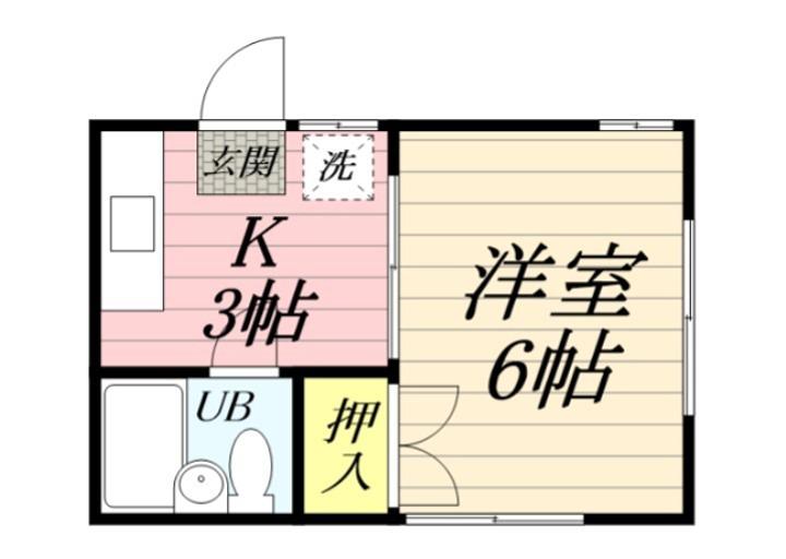 ハイツ田中(1K/2階)の間取り写真