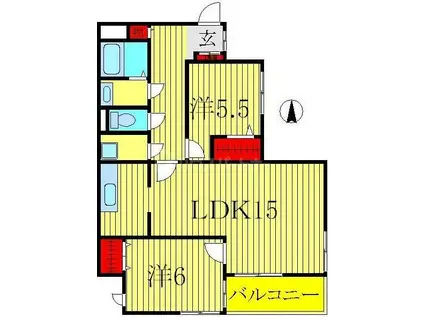 浜島レジデンス(2LDK/2階)の間取り写真