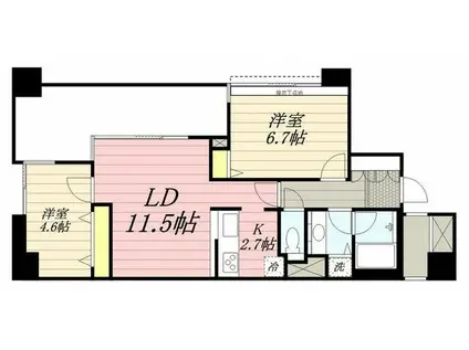 LANAI T GARDEN(2LDK/6階)の間取り写真