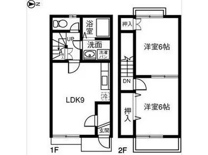 DUPLEX三ツ井(2LDK/1階)の間取り写真