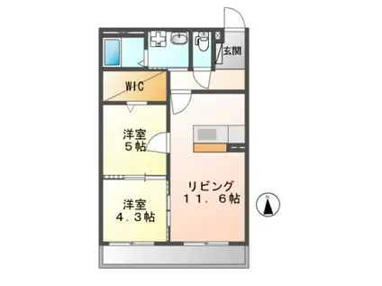 ハートフルマンション ピノネロ(2LDK/3階)の間取り写真