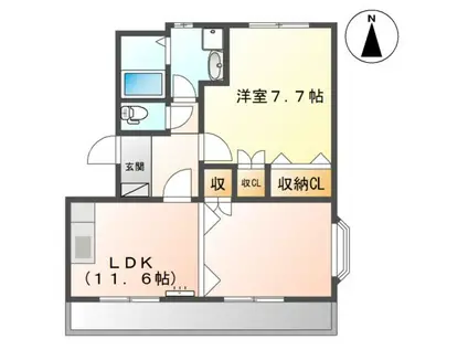 エメラルドノービレIII(1LDK/2階)の間取り写真