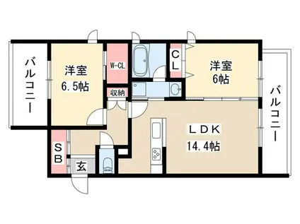 グランドヴェール(2LDK/2階)の間取り写真