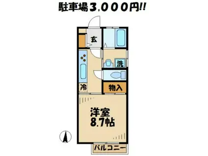 リビエール(1K/2階)の間取り写真