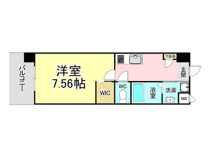 ハイネス徳力(1K/6階)の間取り写真