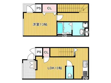 CALM SEIS(1LDK/1階)の間取り写真