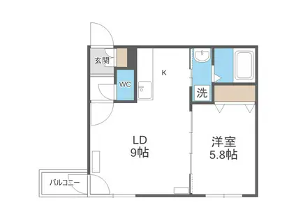 ヴィエルジュ北8条(1LDK/4階)の間取り写真