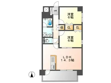 MS名城公園(2LDK/1階)の間取り写真