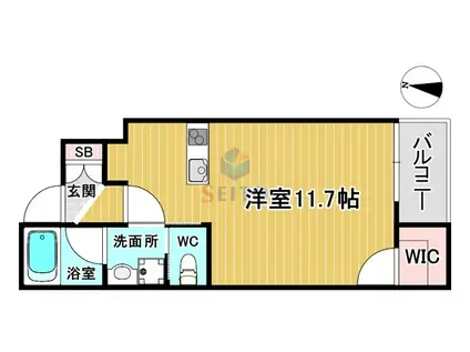 ウェルスクエア豊中本町(ワンルーム/1階)の間取り写真