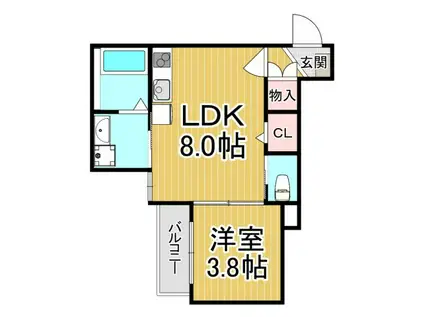 メゾンプラーナ笠屋(1LDK/3階)の間取り写真