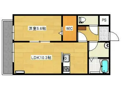 メリディアンルクス多賀城(1LDK/3階)の間取り写真