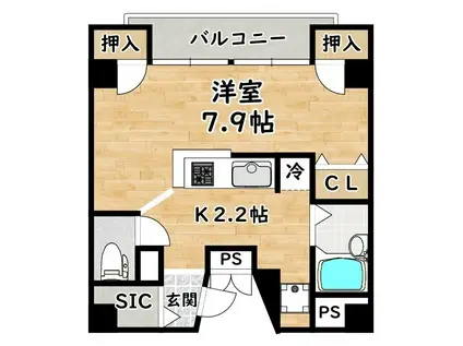 チェリーヒル塚本(ワンルーム/3階)の間取り写真