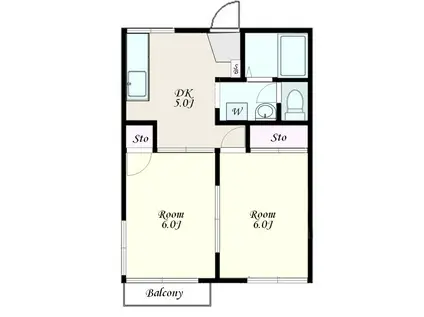 ロジュマン(2K/2階)の間取り写真