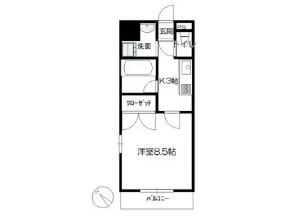 第3間下ビル(1K/2階)の間取り写真