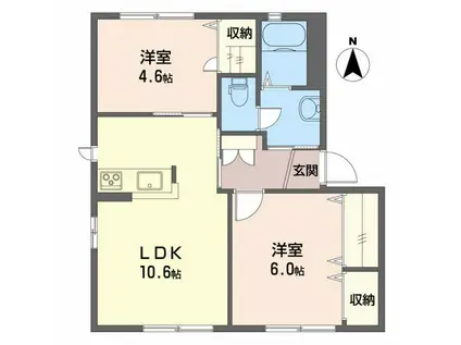 バリュージュ えみれい(2LDK/1階)の間取り写真