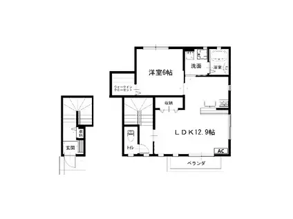 サニーコート吉岡(1LDK/2階)の間取り写真