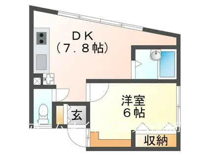 中島ビル(1DK/3階)の間取り写真