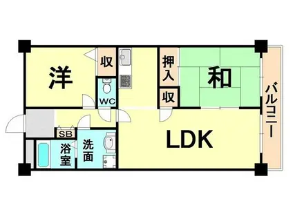 PLAMBER塚口(2LDK/3階)の間取り写真