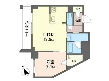 ペールクレスト上麻生(1LDK/3階)の間取り写真