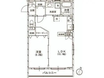 パークヴィレッジ阿佐ヶ谷(1LDK/2階)の間取り写真