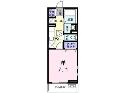 ガイア上御殿(1K/1階)の間取り写真