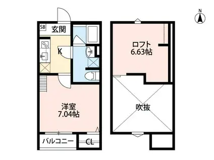 LAMO(1K/1階)の間取り写真