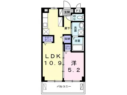 エヌズヴィラレグルス(1LDK/2階)の間取り写真